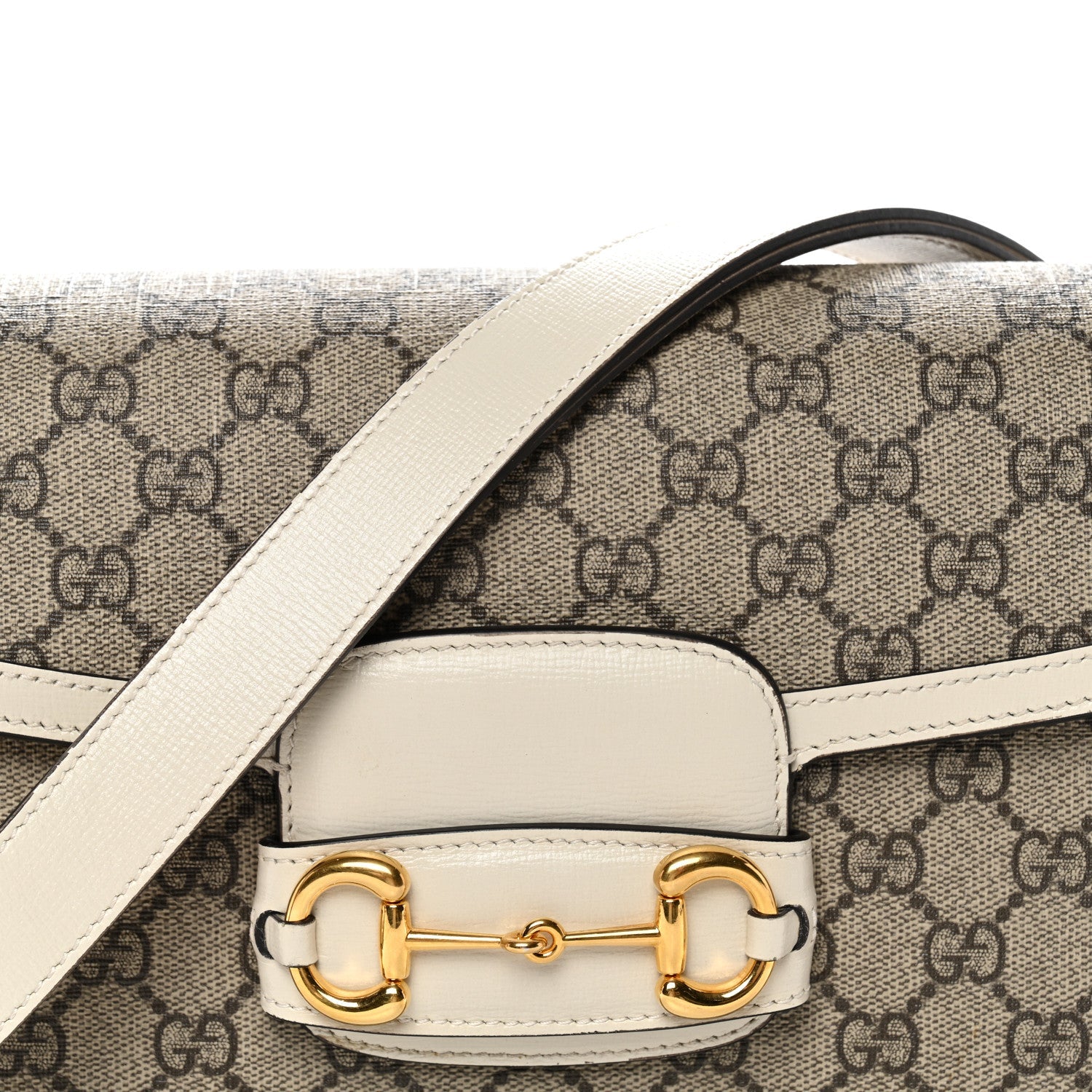 GG Supreme Monogram Horsebit 1955 Shoulder Bag Beige Mystic White