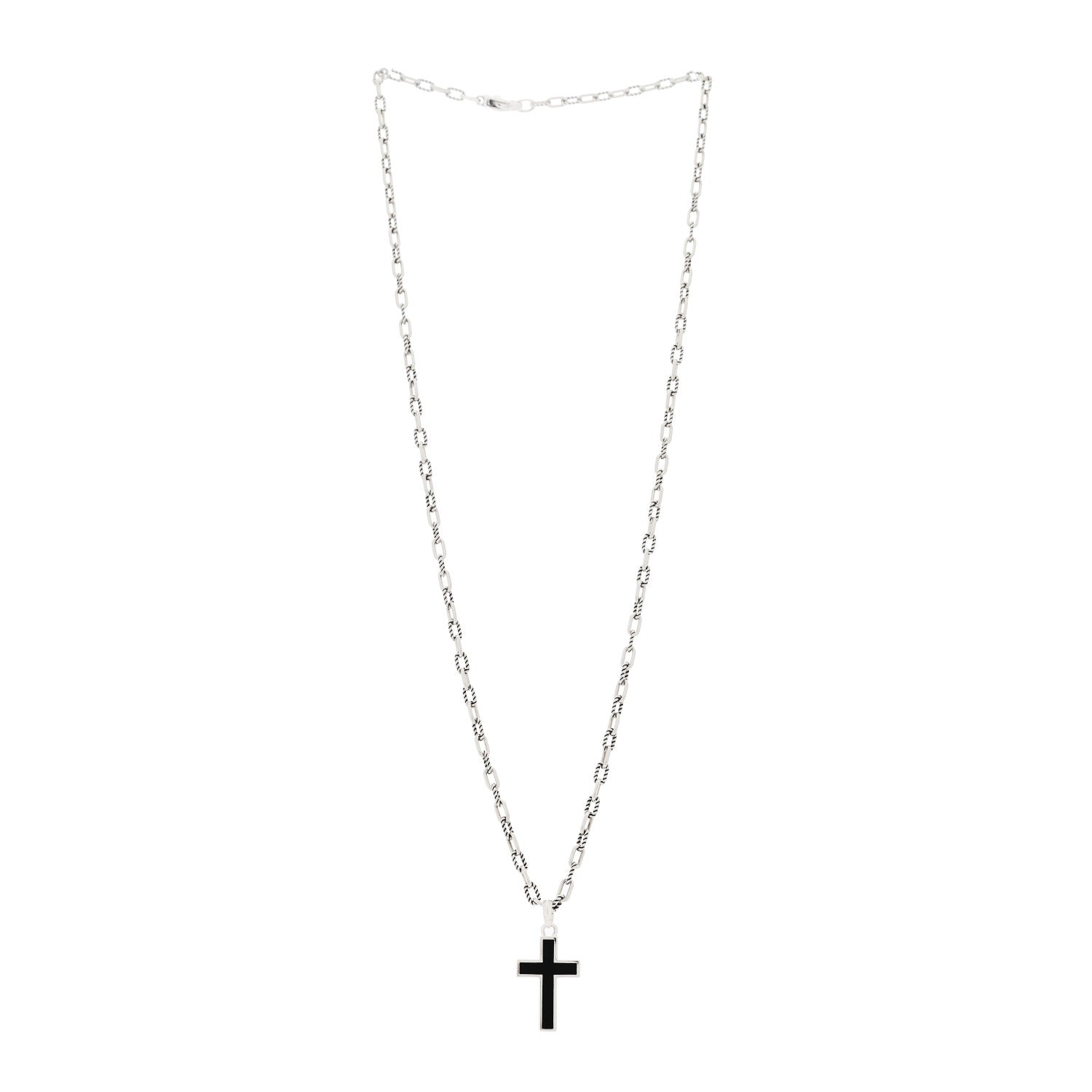 Sterling Silver Black Onyx Cross Pendant DY Madison Chain Necklace