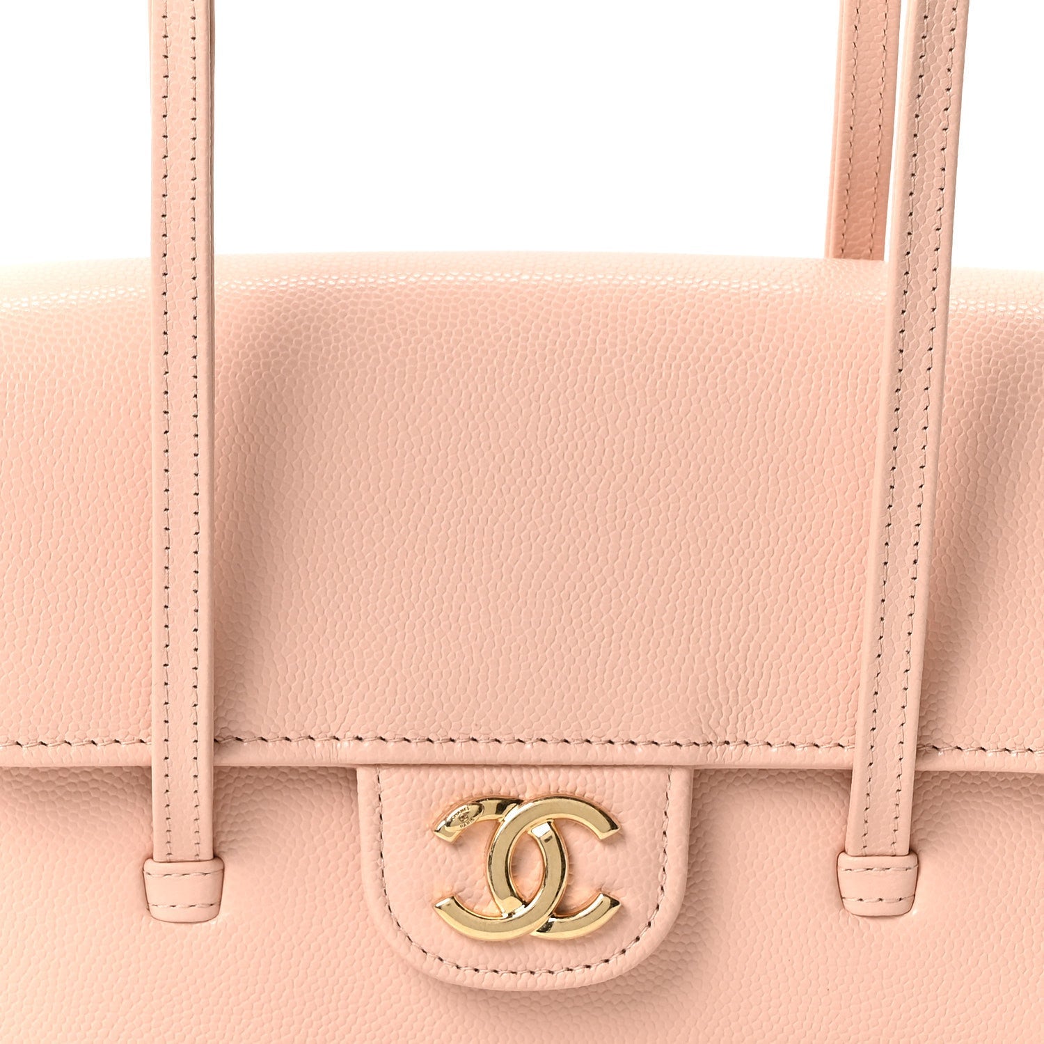 Shiny Caviar Mini Preppy Coco Shoulder Bag Light Pink