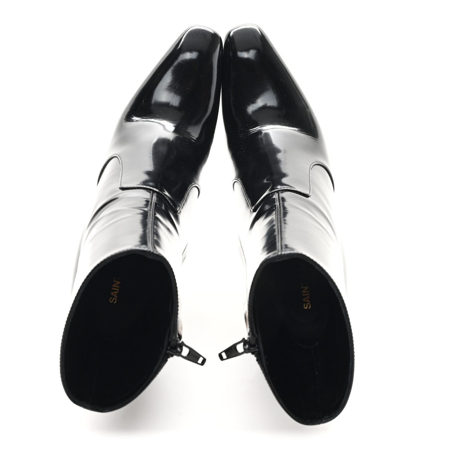 Patent Marilyn Ankle Zip Boot 38 Black Gold