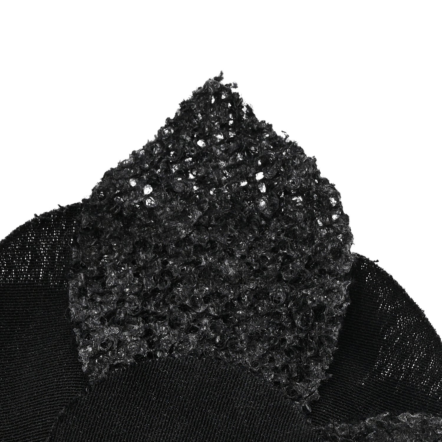Tweed Fabric Camellia Pin Brooch Black