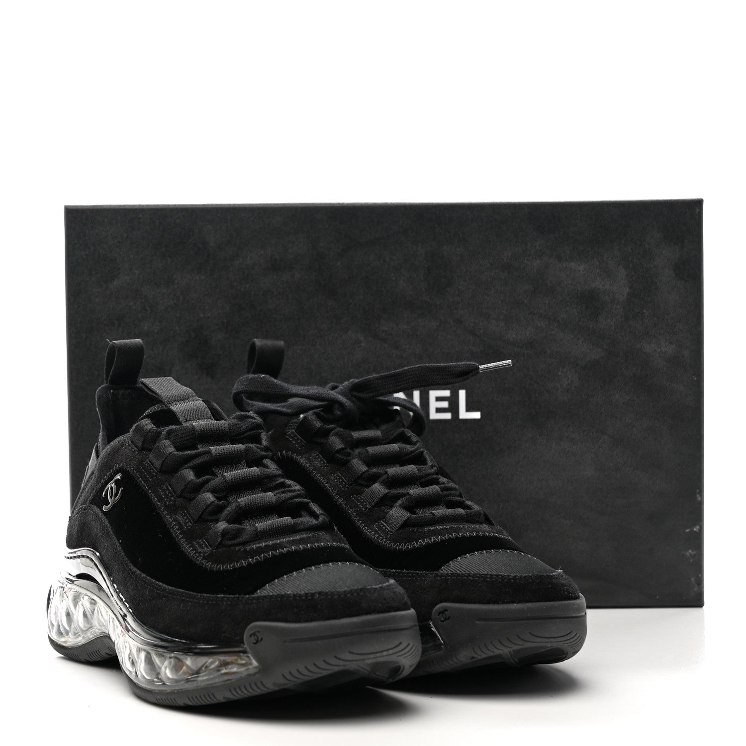 Suede Calfskin Velvet Grosgrain CC Sneakers 35.5 Black