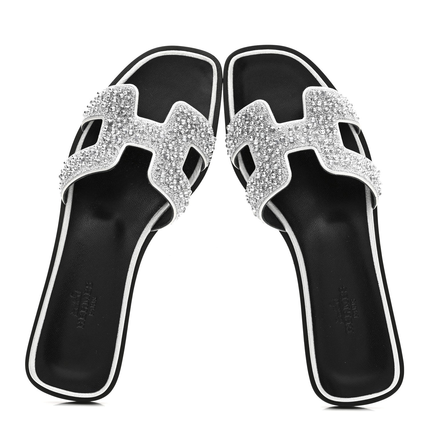 Velvet Goatskin Crystal Beads Oran Sandals 37 Gris Argente