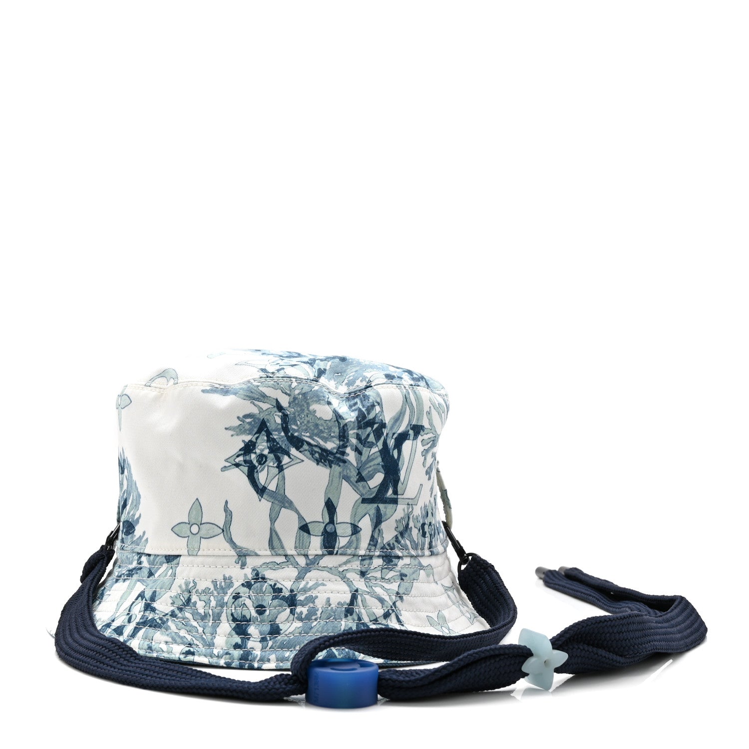 Cotton LV Play Monogram Aquagarden Reversible Bucket Hat Blue