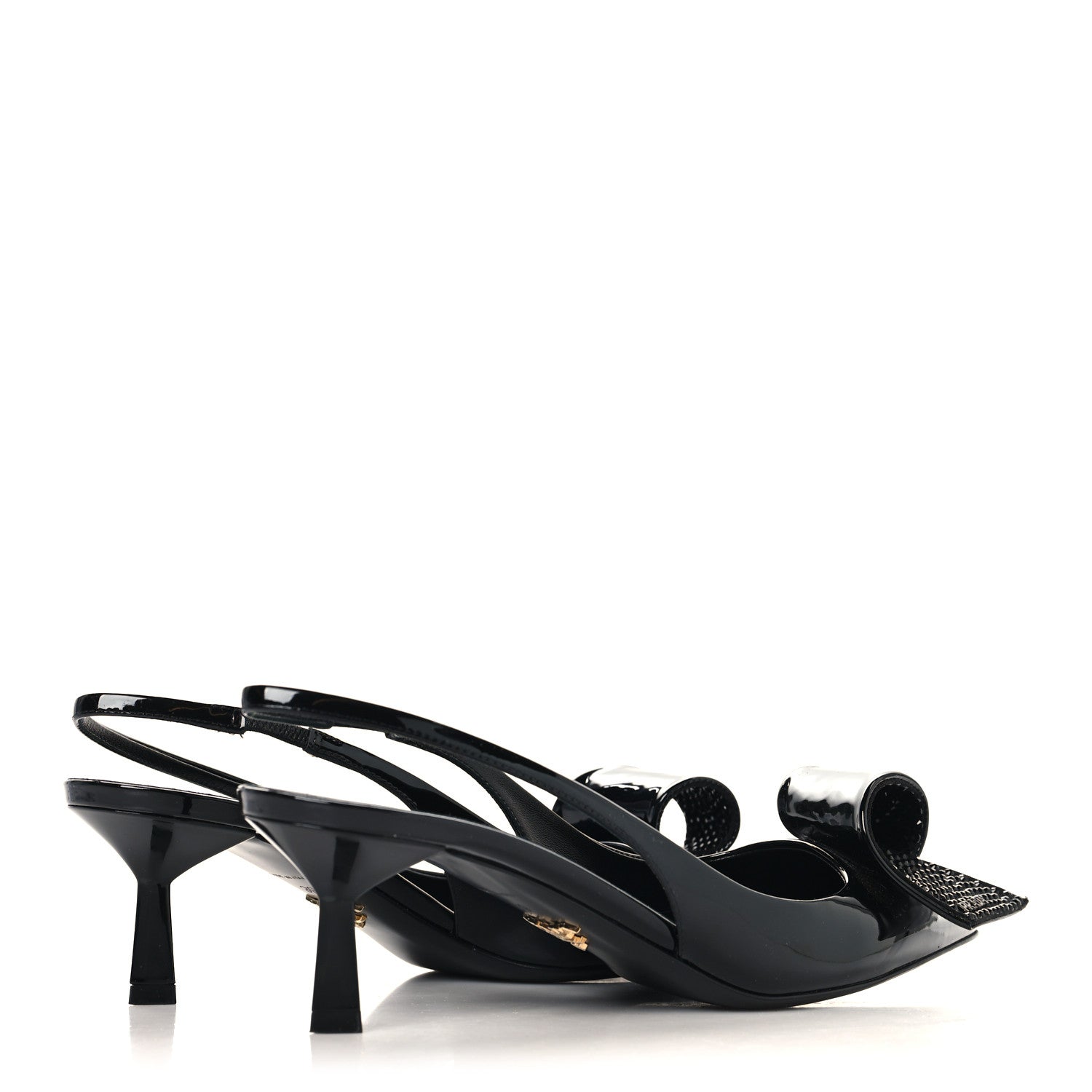 Vernice Crystal Bow Slingback Pumps 39 Black
