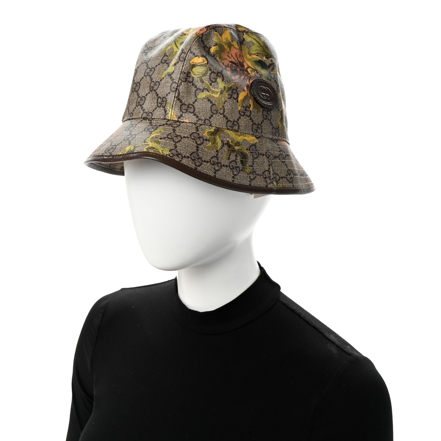 GG Supreme Monogram Azalea Calfskin Dusty Carnation Retro Interlocking G Bucket Hat S Beige Ebony Multicolor
