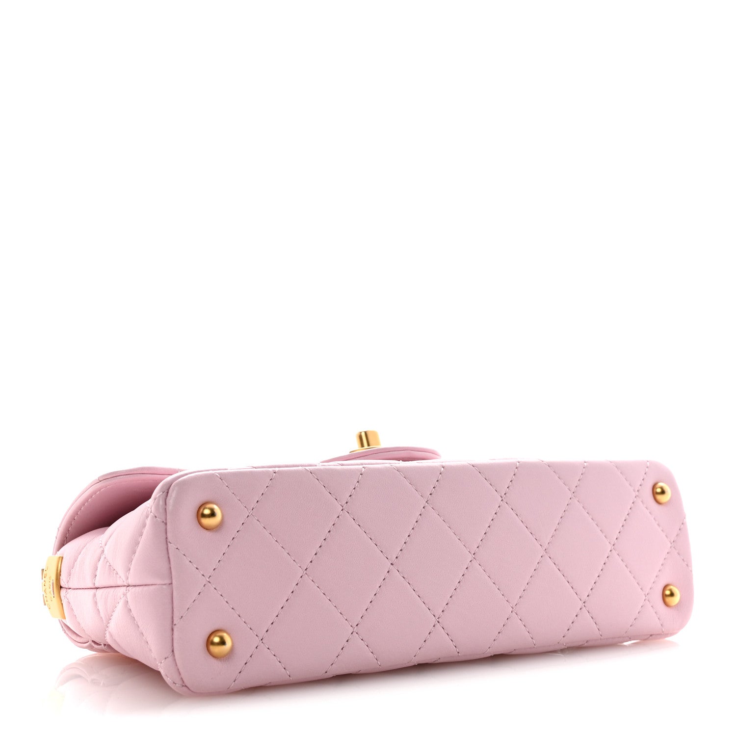 Lambskin Quilted Mini Flap Top Handle Bag Light Pink