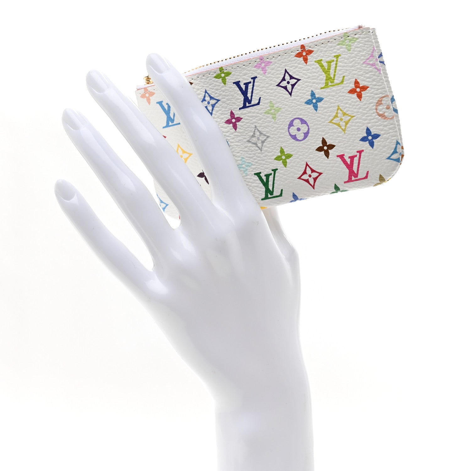 LV X TM Monogram Multicolor Key Pouch White