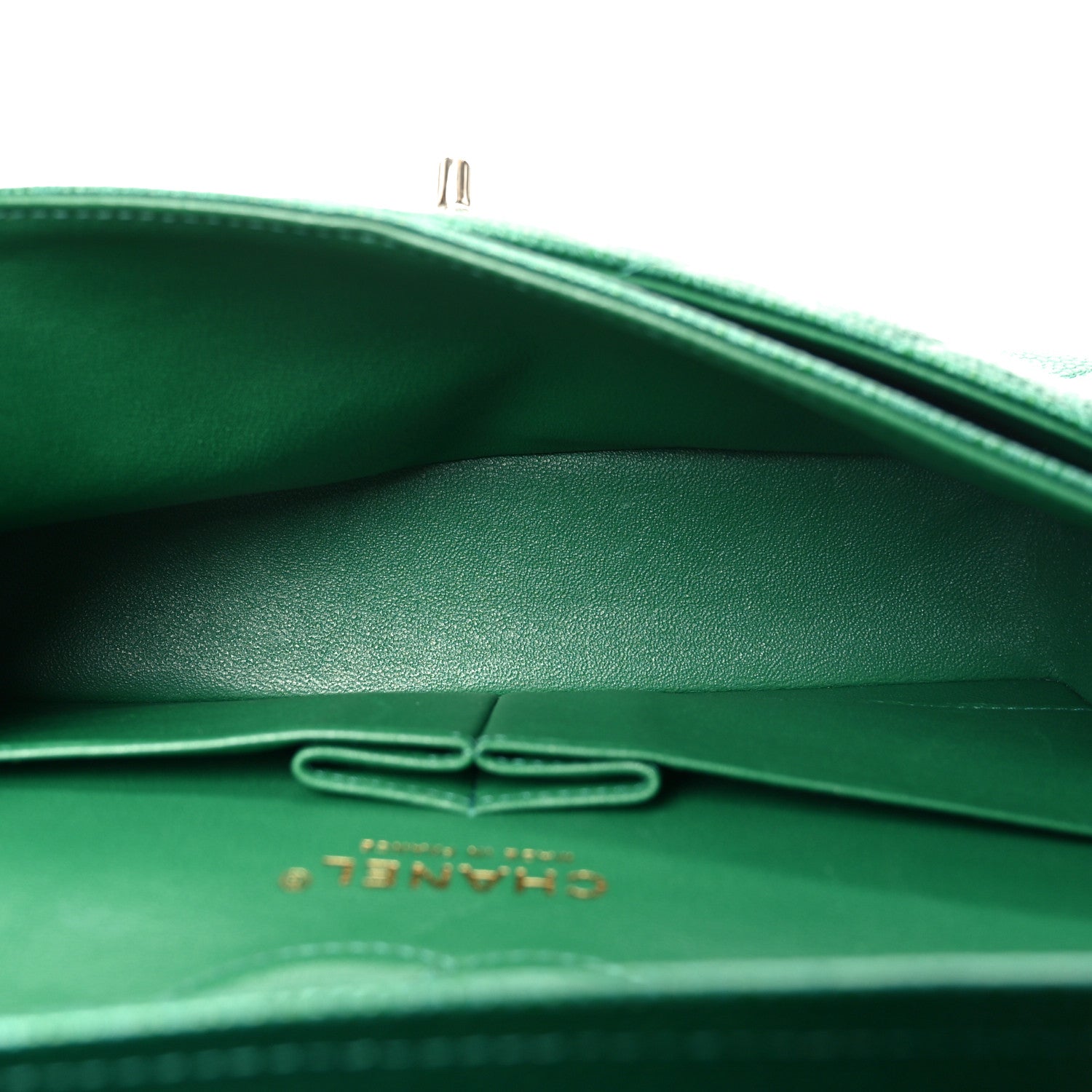Metallic Caviar Quilted Small Double Flap Green