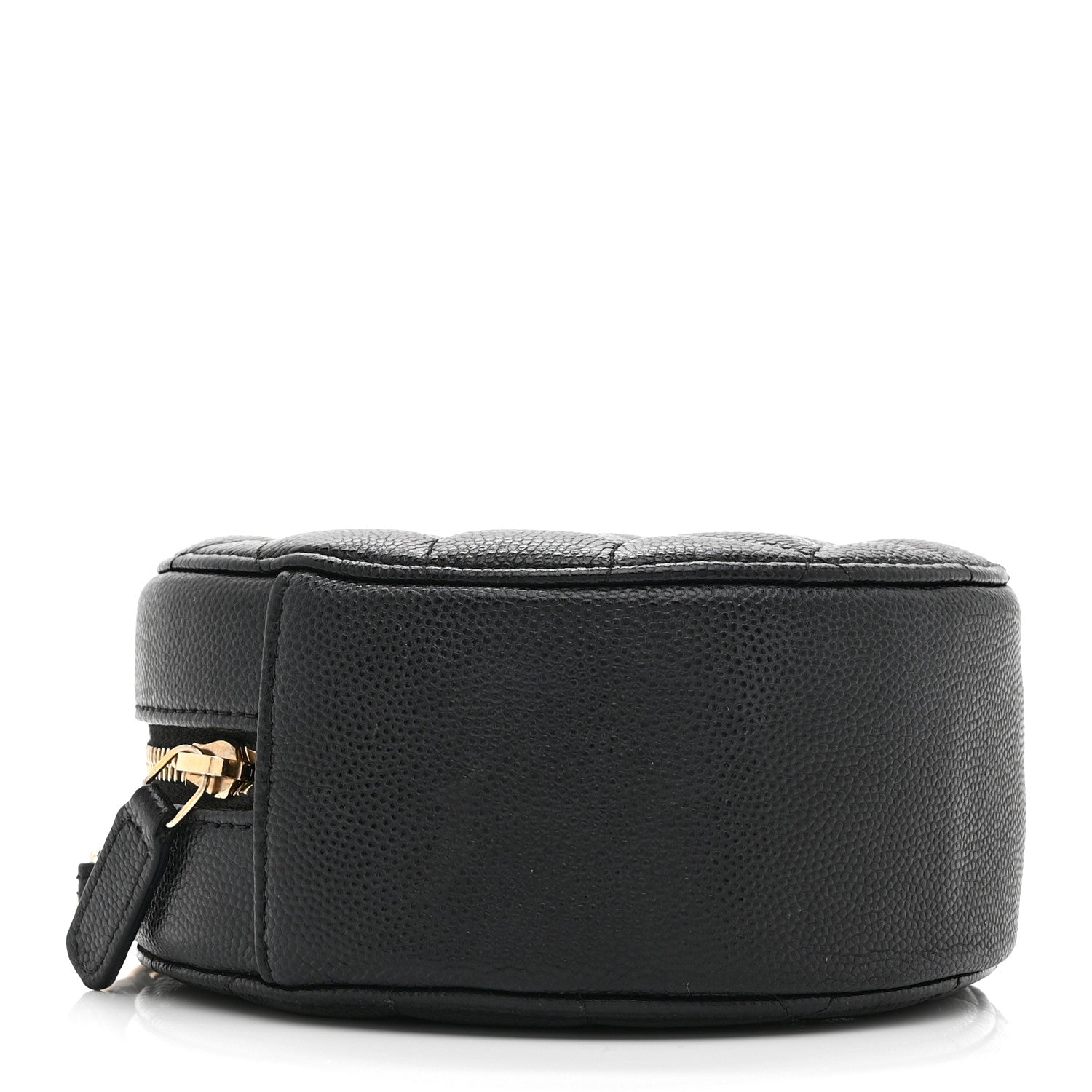 Caviar Quilted Round Clutch With Chain Black