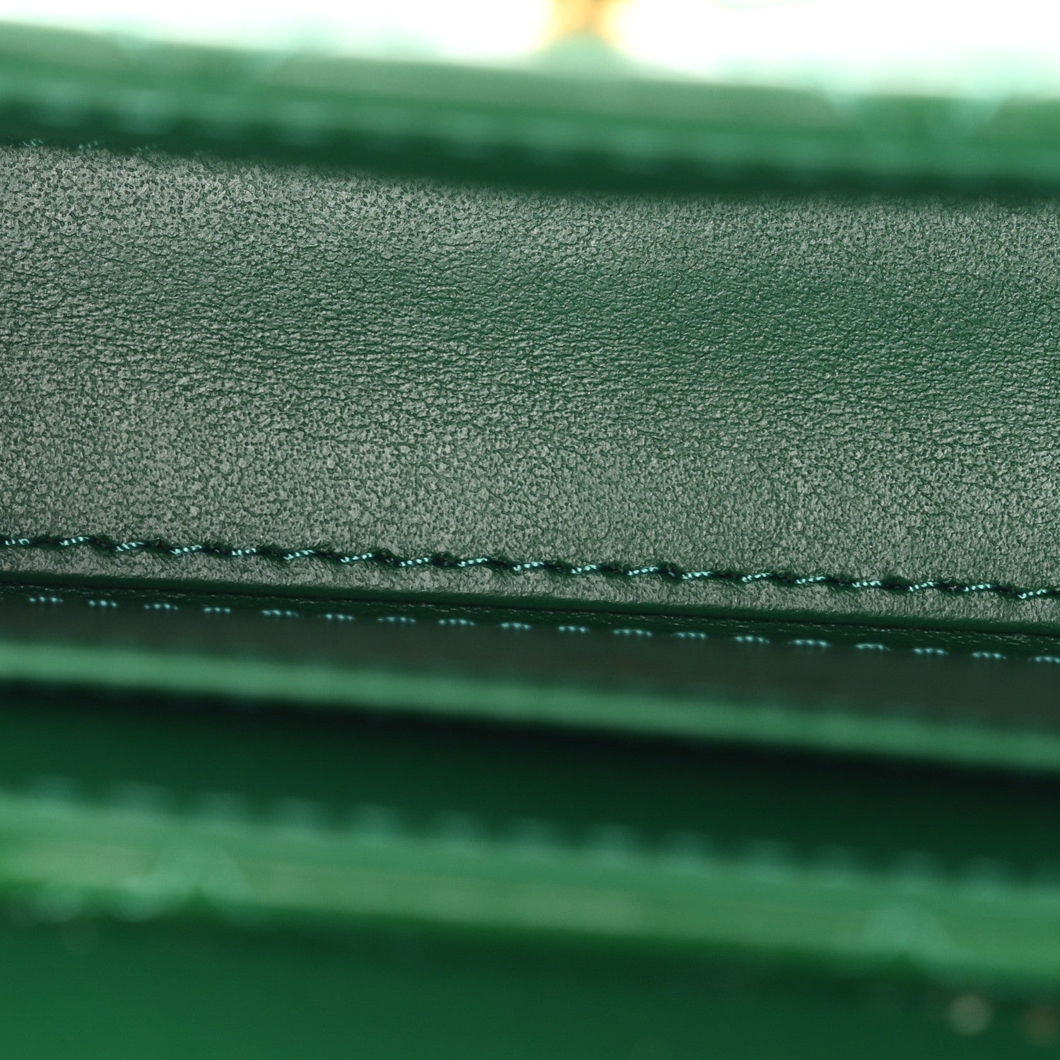Shiny Aged Calfskin Quilted Mini Nano Kelly Shopper Green