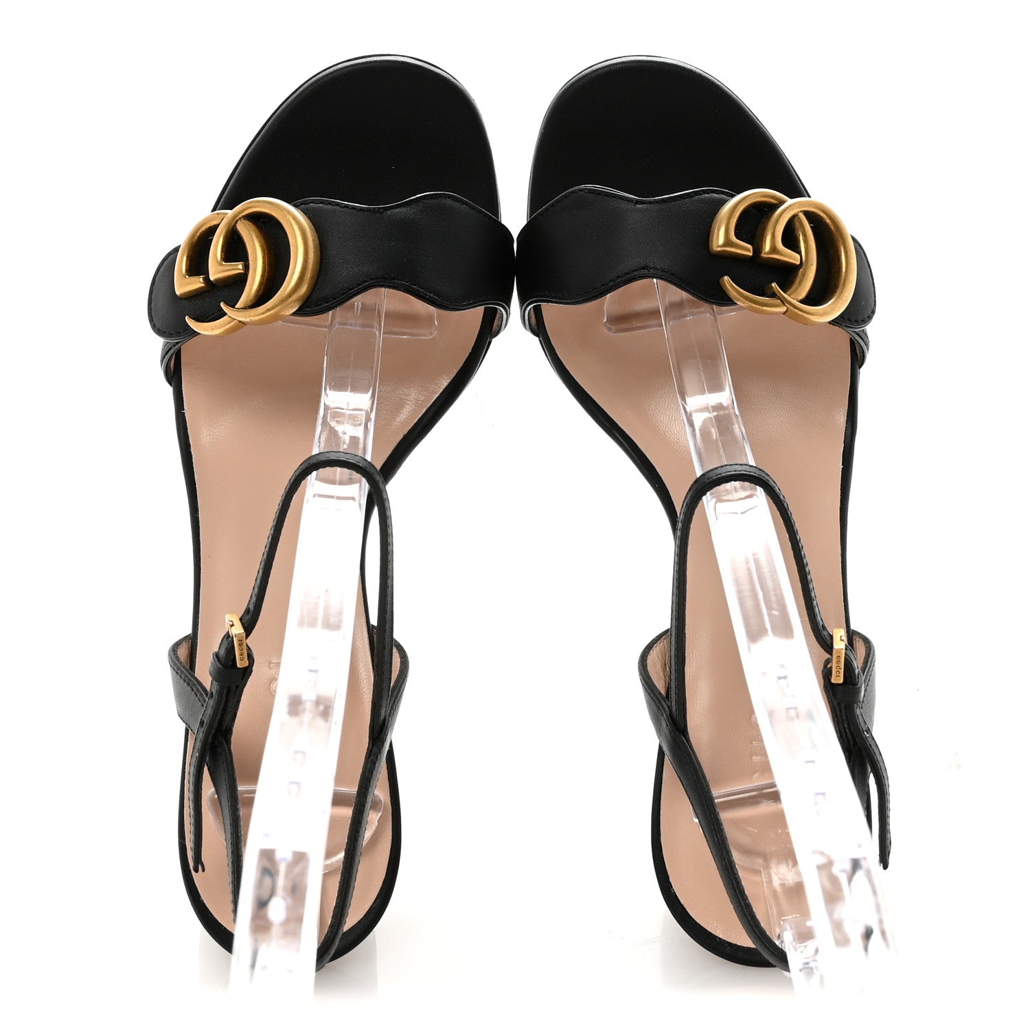 Lifford Calfskin GG Marmont Ankle Wrap 75mm Sandals 35 Black