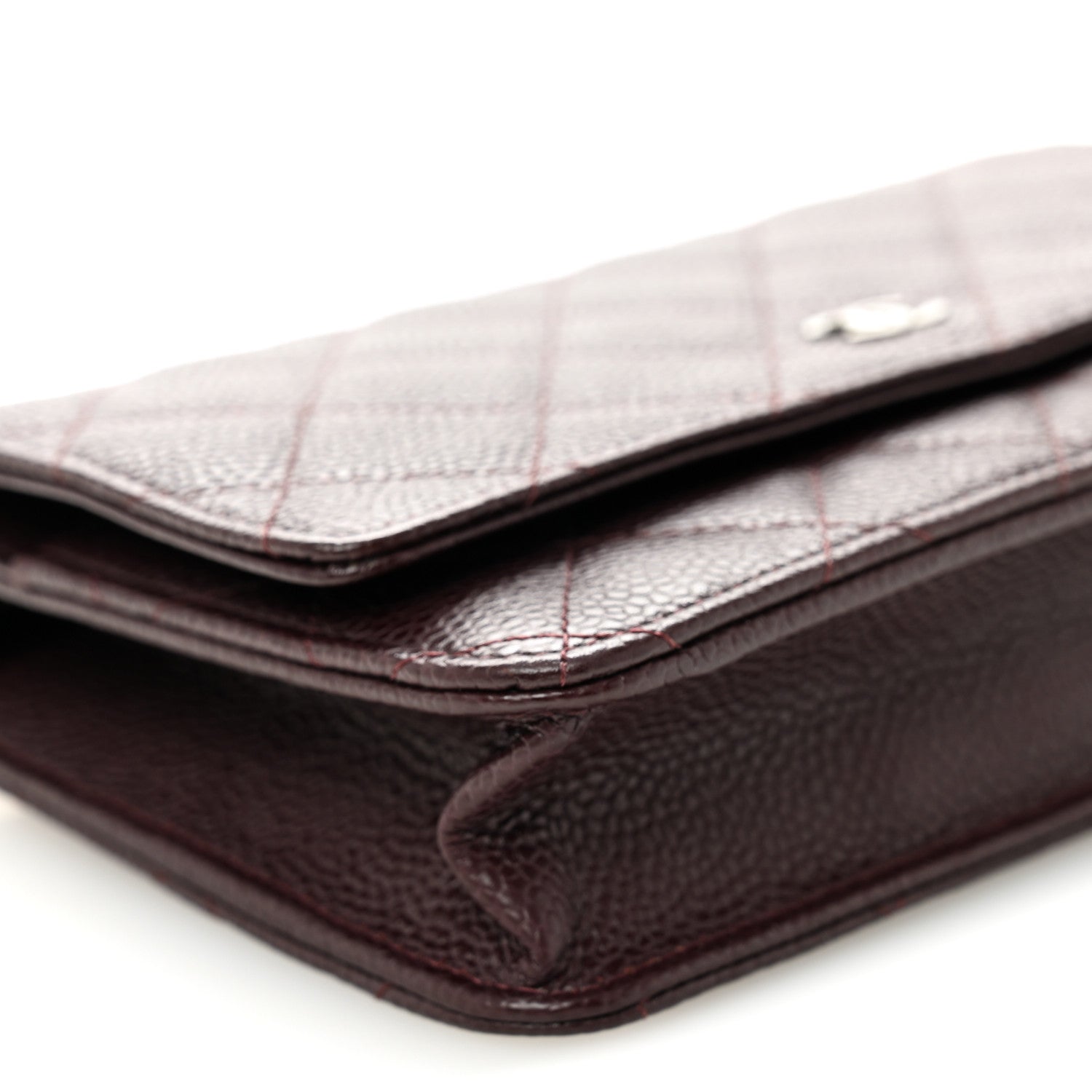 Caviar Quilted Wallet on Chain WOC Burgundy