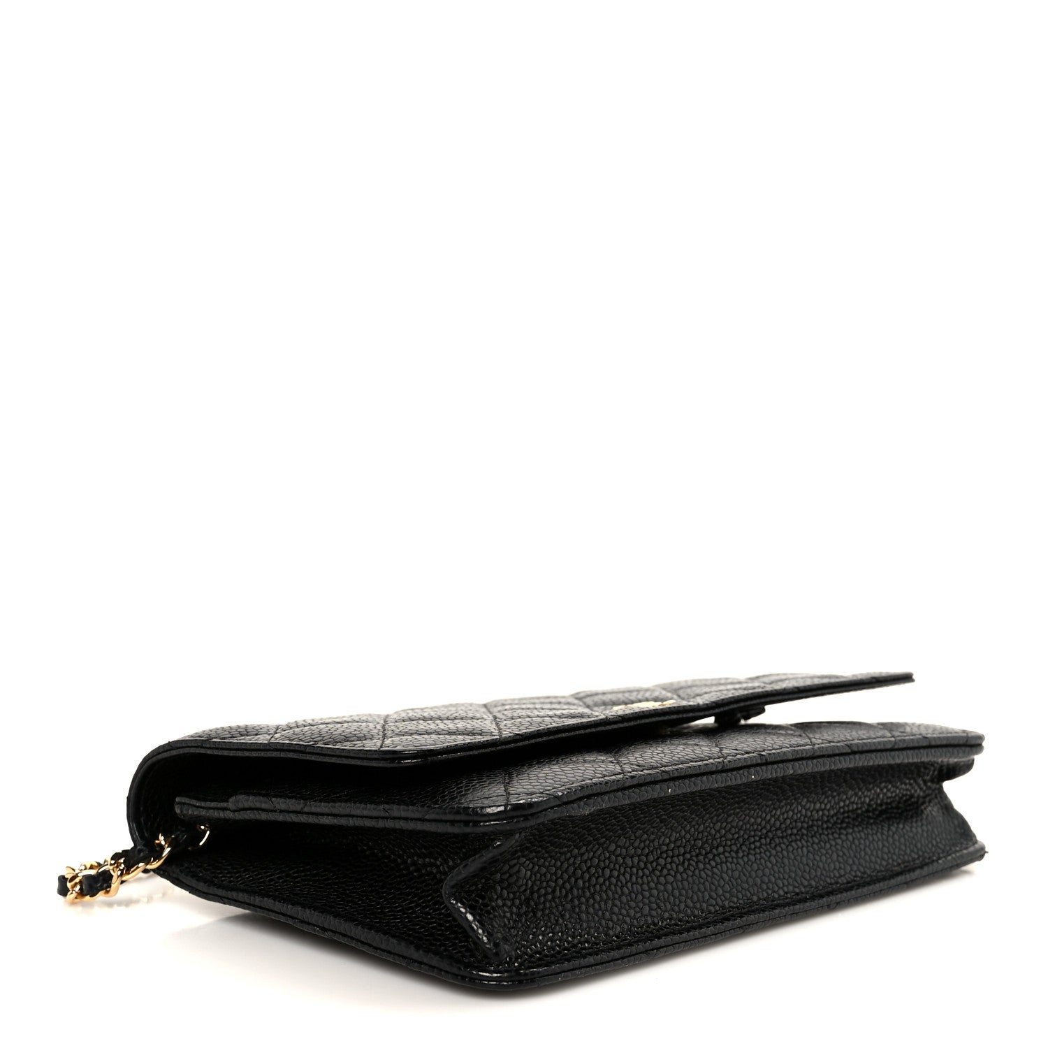 Caviar Quilted Wallet on Chain WOC Black