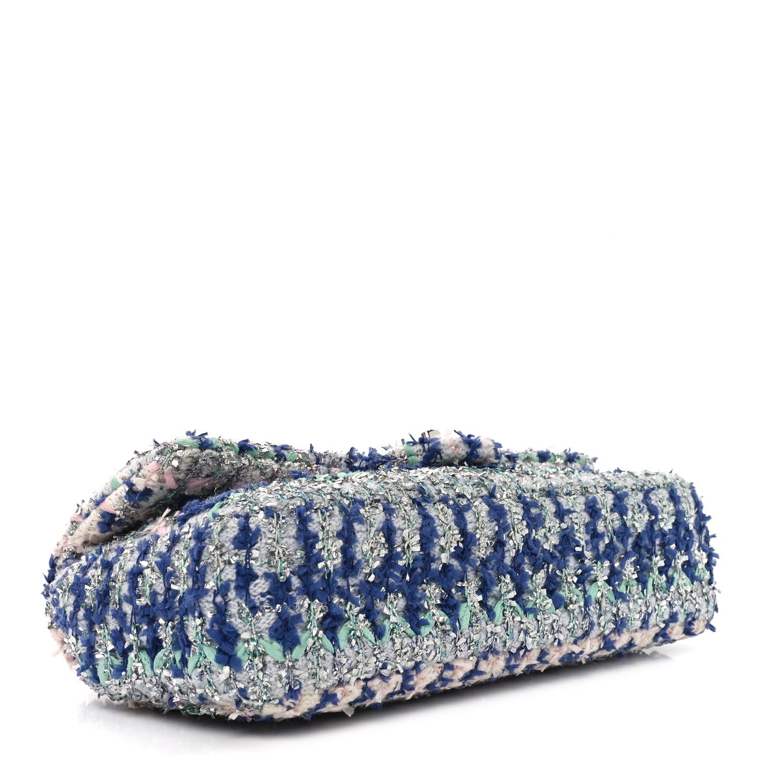 Glittered Tweed Quilted Medium Flap Blue Multicolor