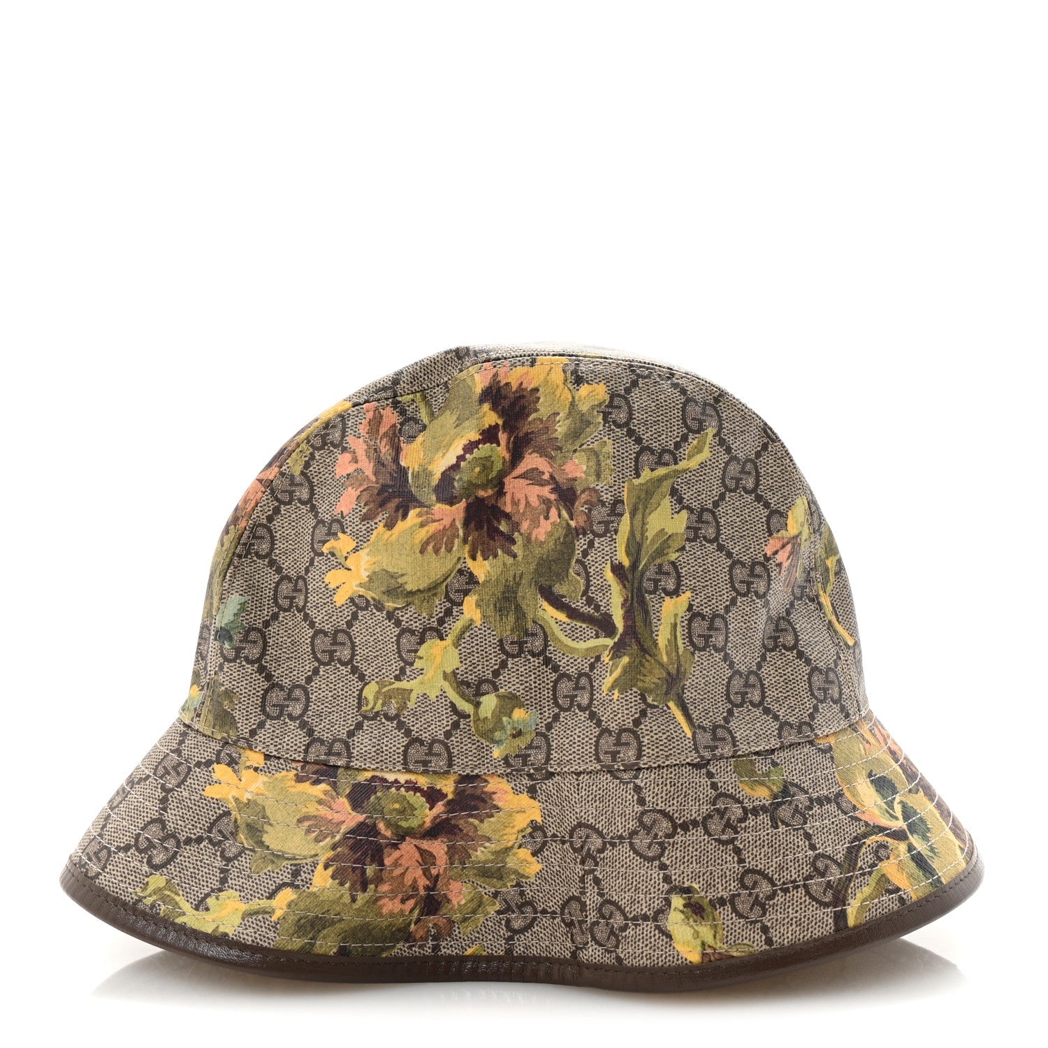 GG Supreme Monogram Azalea Calfskin Dusty Carnation Retro Interlocking G Bucket Hat S Beige Ebony Multicolor