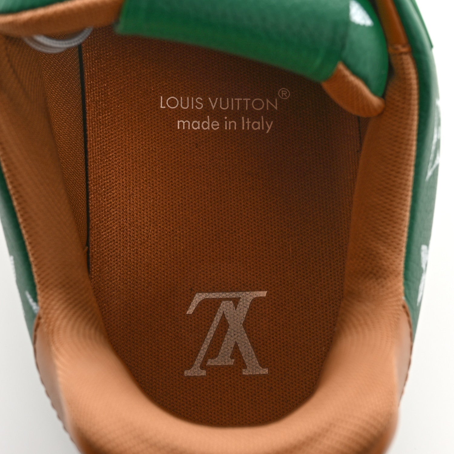 Calfskin Monogram Mens LV Trainer Sneakers 8 Green