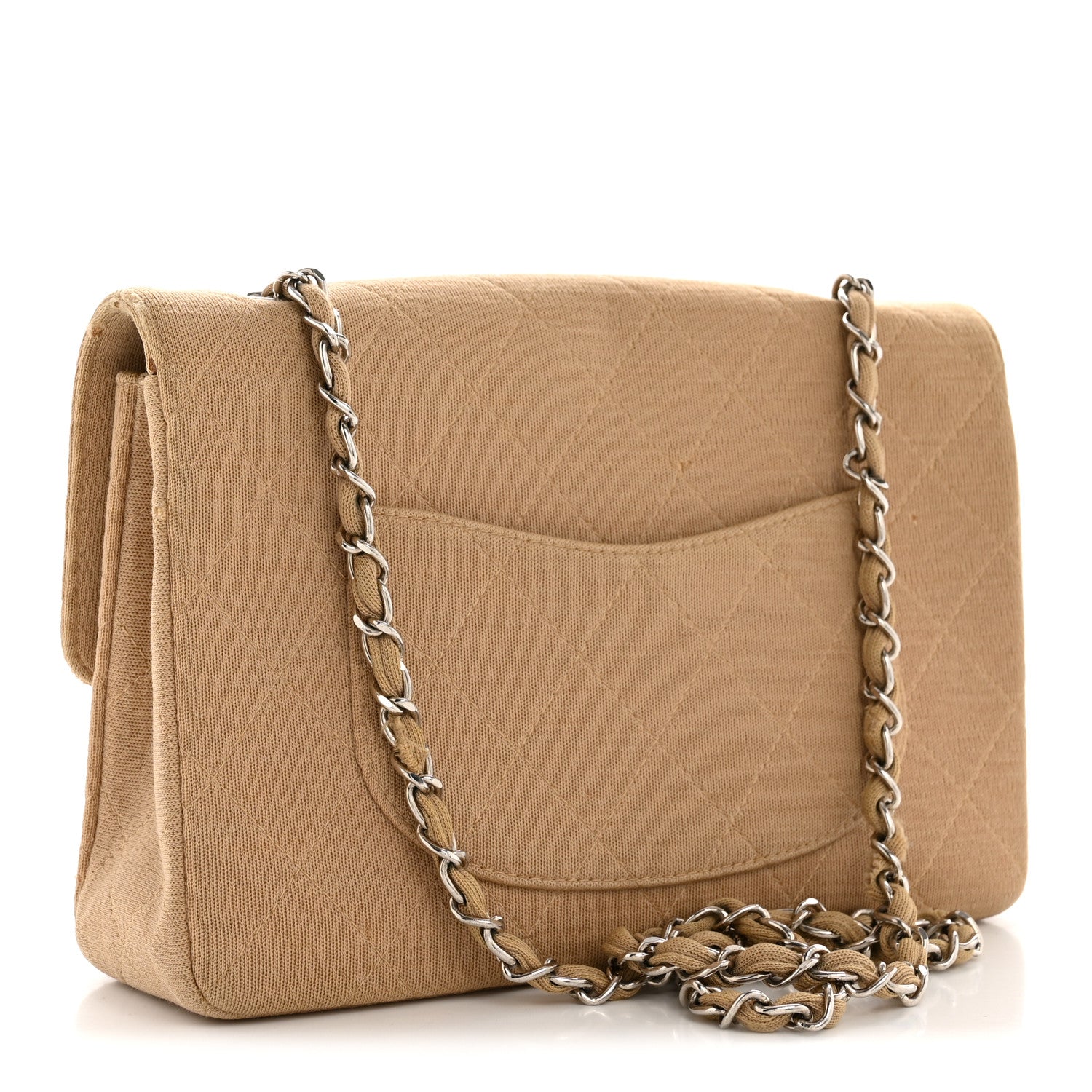 Jersey Quilted Medium Single Flap Beige