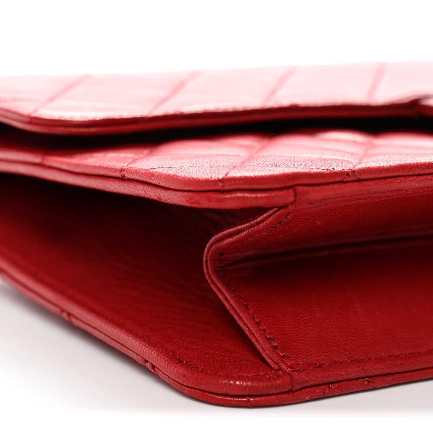 Lambskin Quilted Medium Single Flap Red