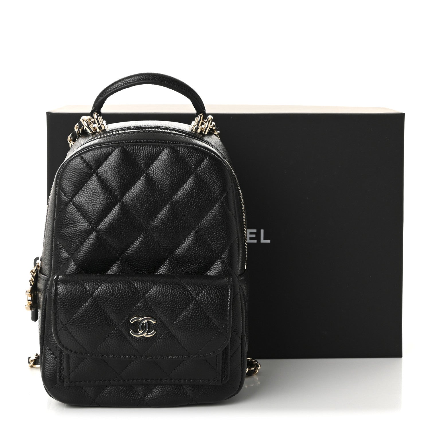 Caviar Quilted CC Mini Classic Backpack Black