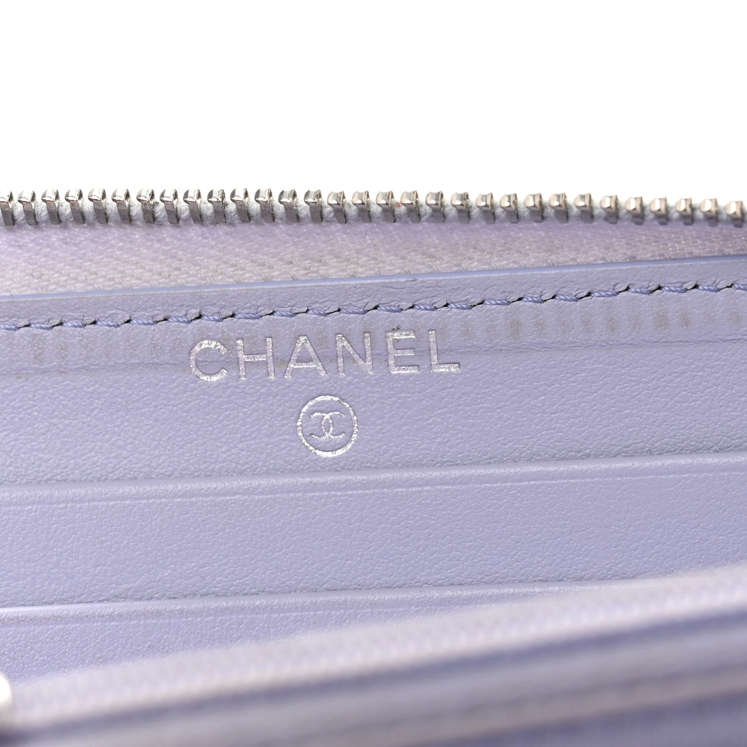 Caviar Quilted Medium Zip Around Wallet Light Purple