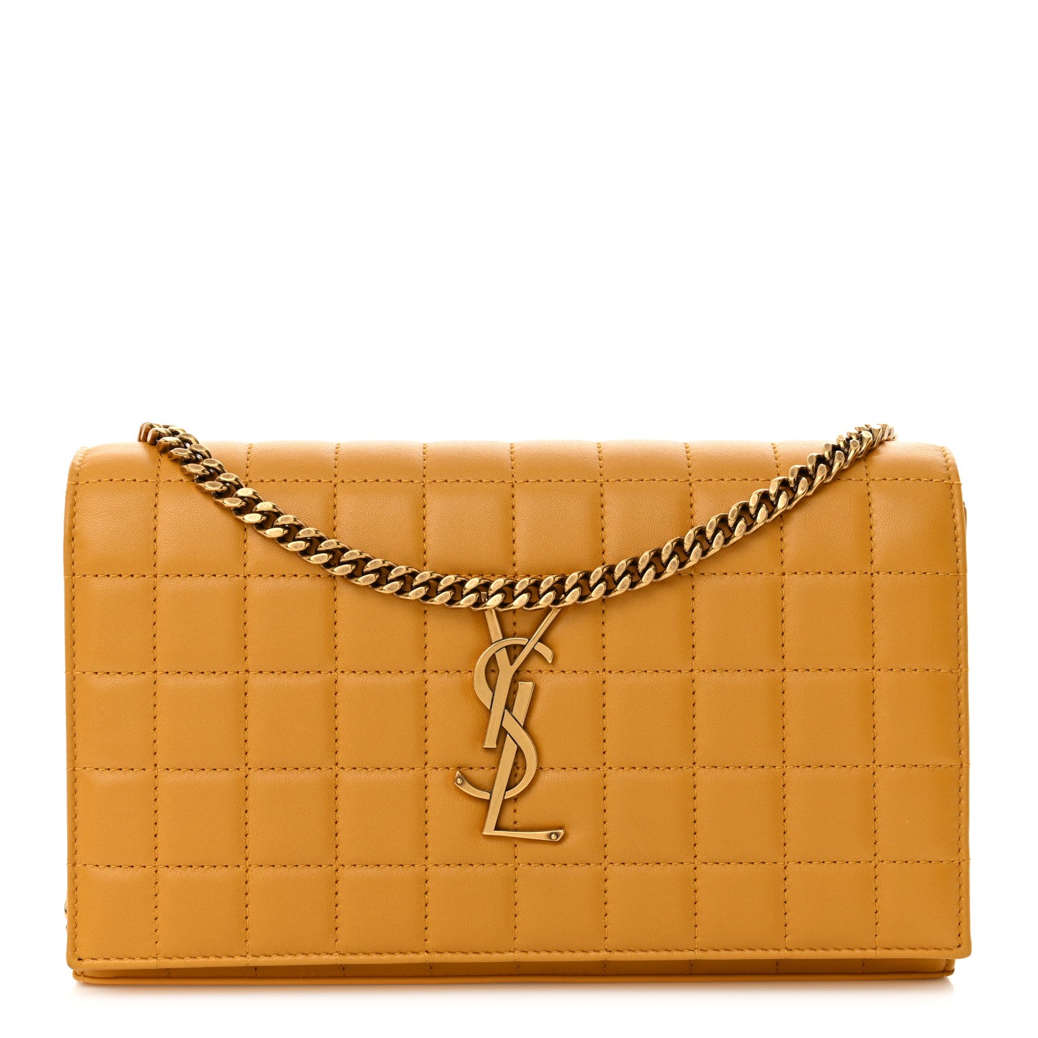 Lambskin Carre Quilted Cassandre Chain Wallet Saffran