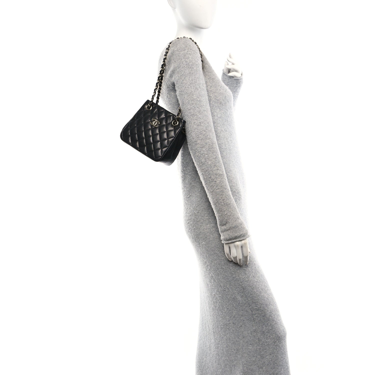 Caviar Quilted Mini Bucket Bag Black