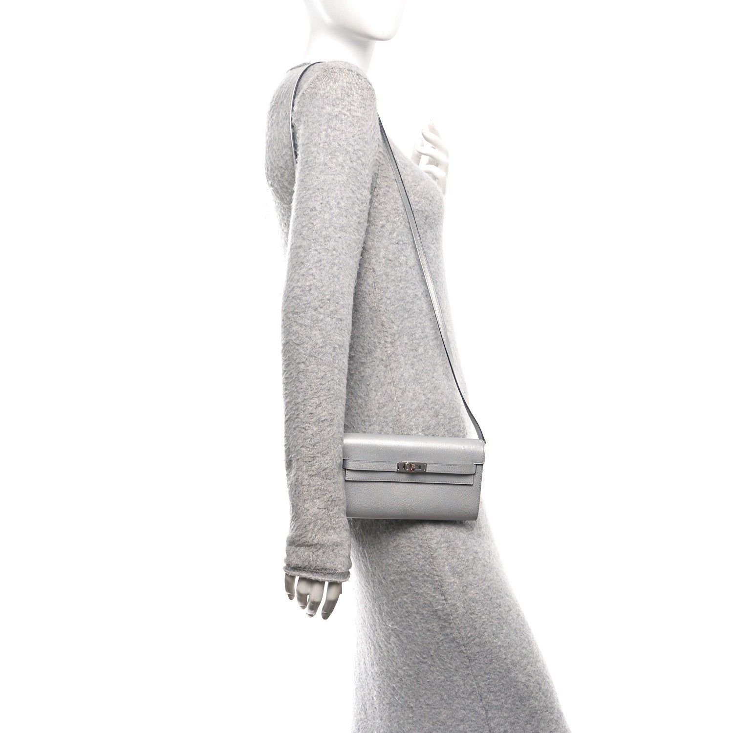 Metallic Chevre Chamkilight Kelly Wallet To Go Argent