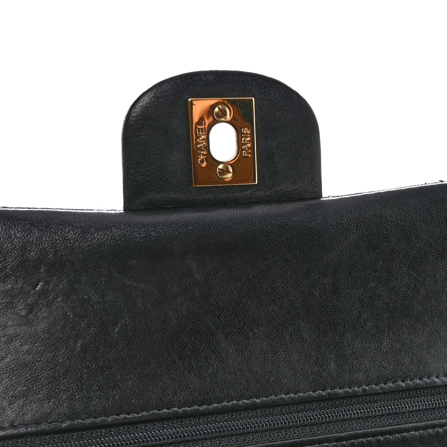 Lambskin Quilted Medium Double Flap Black