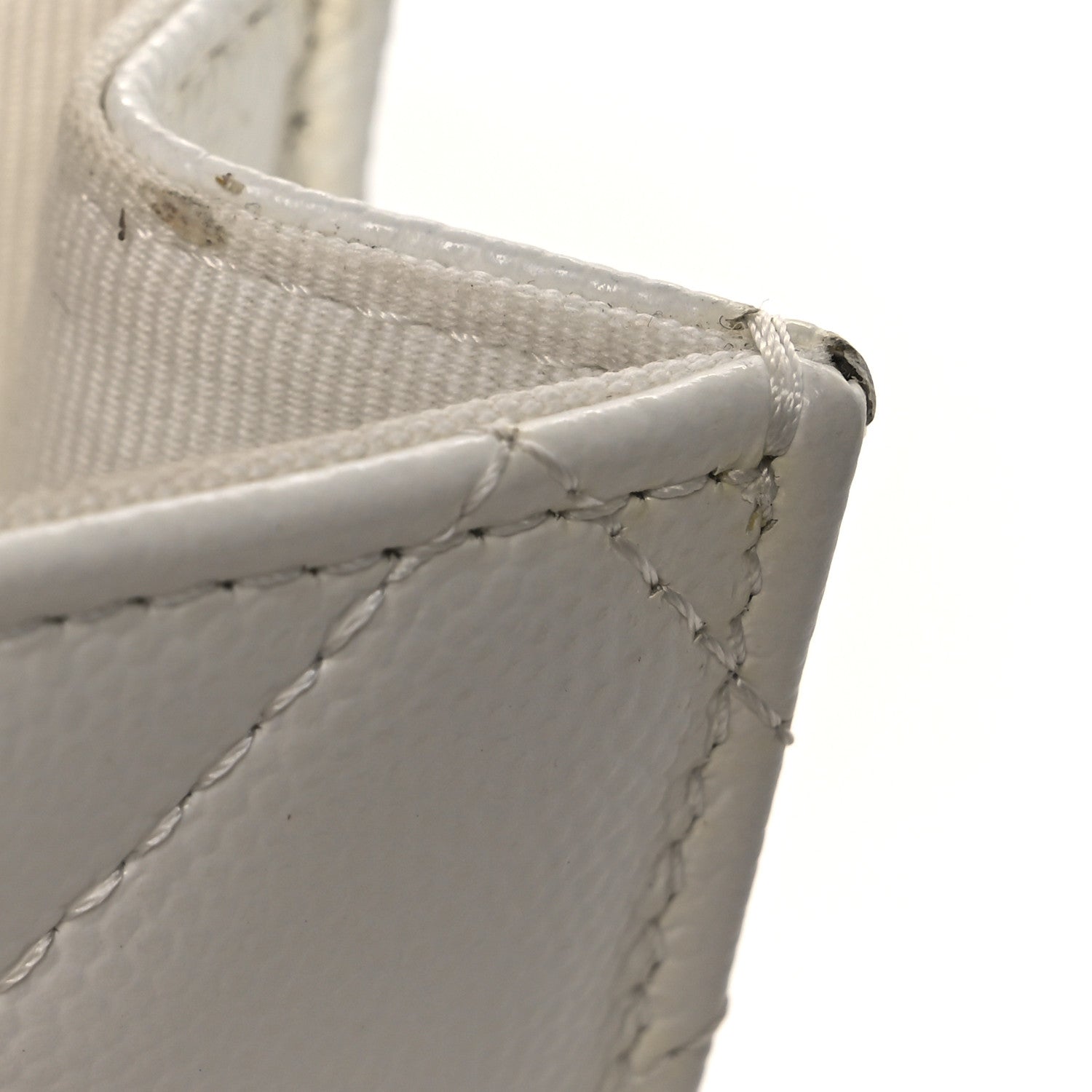Caviar Quilted Enamel Coco Clutch With Chain White