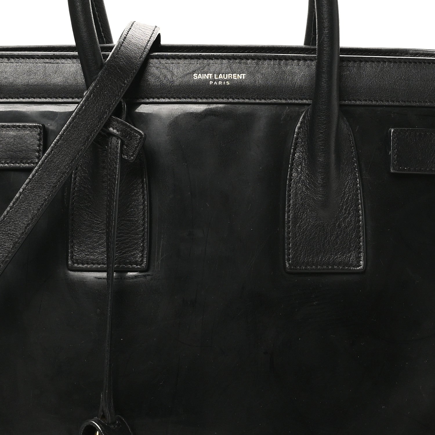 Patent Calfskin Small Sac de Jour Black