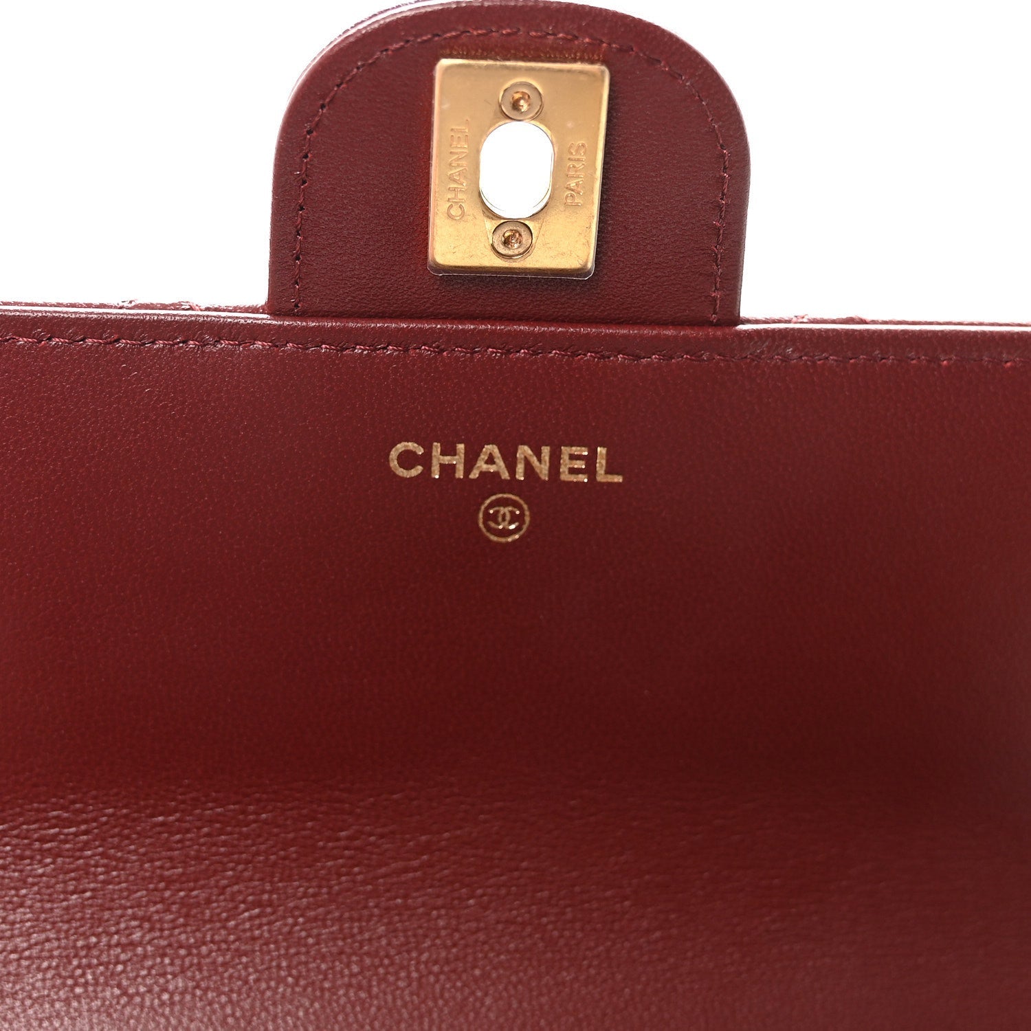 Lambskin Quilted Top Handle Clutch With Chain Burgundy