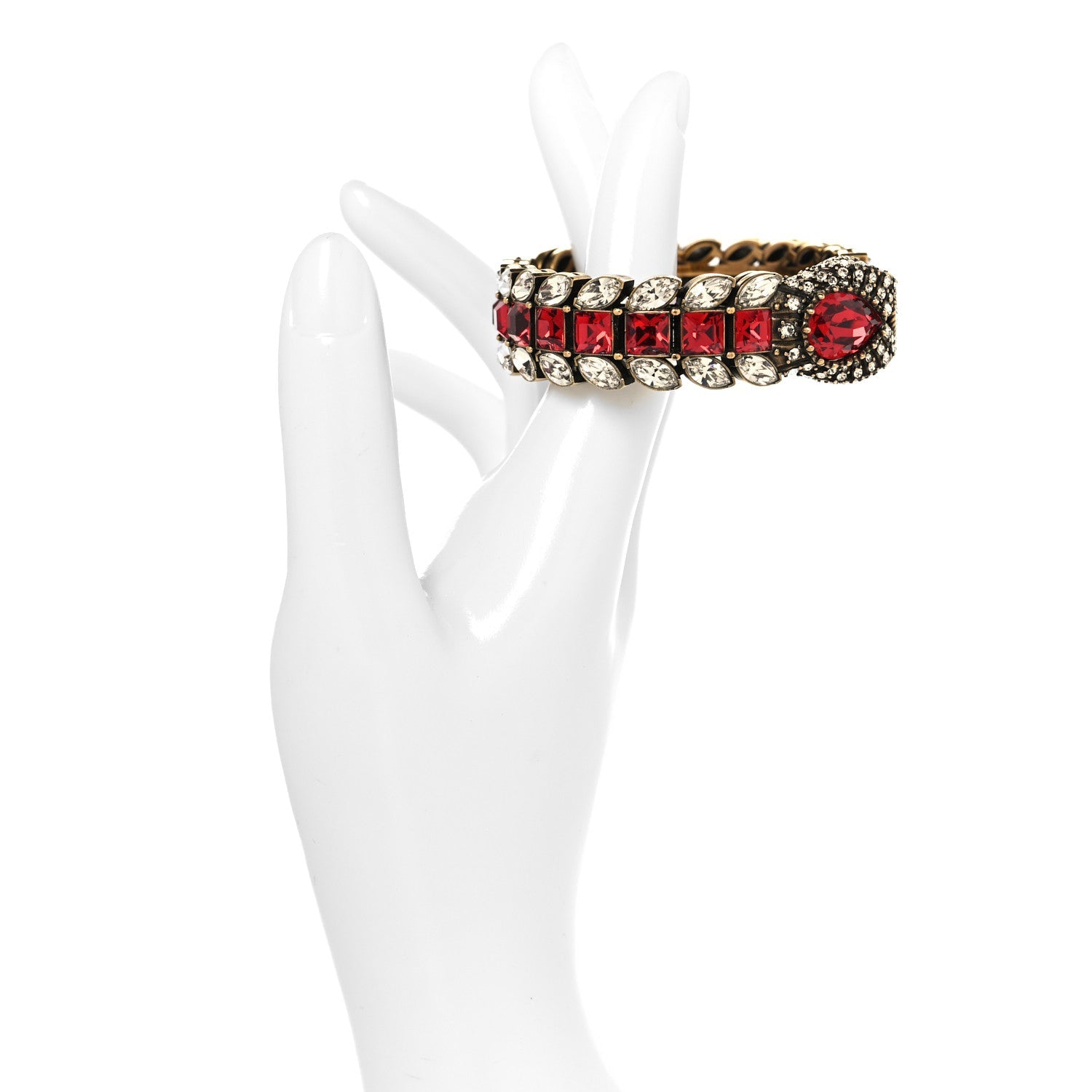 Metal Crystals Snake Bracelet S White Red