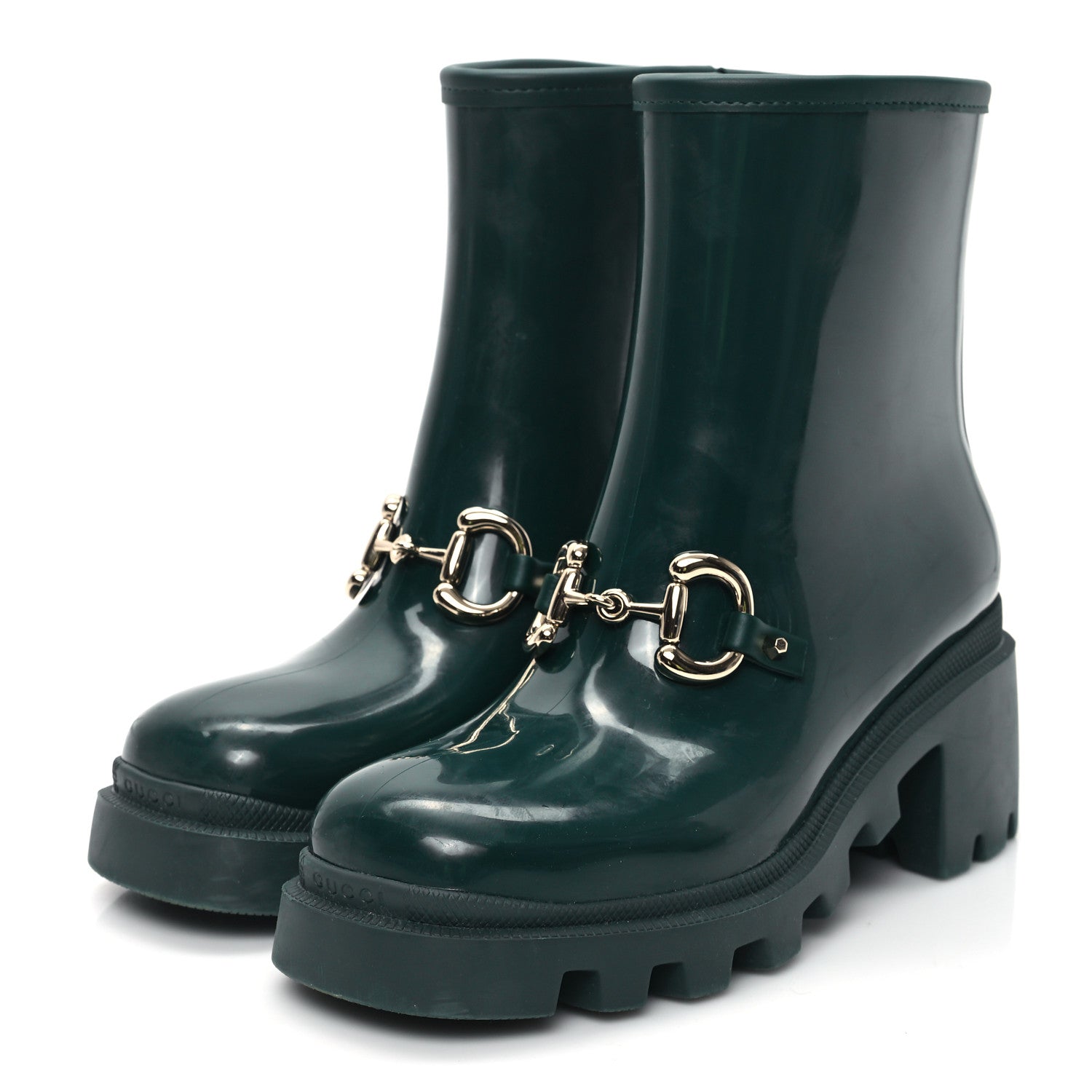 Rubber Womens Horsebit Ankle Boots 37 Vintage Green