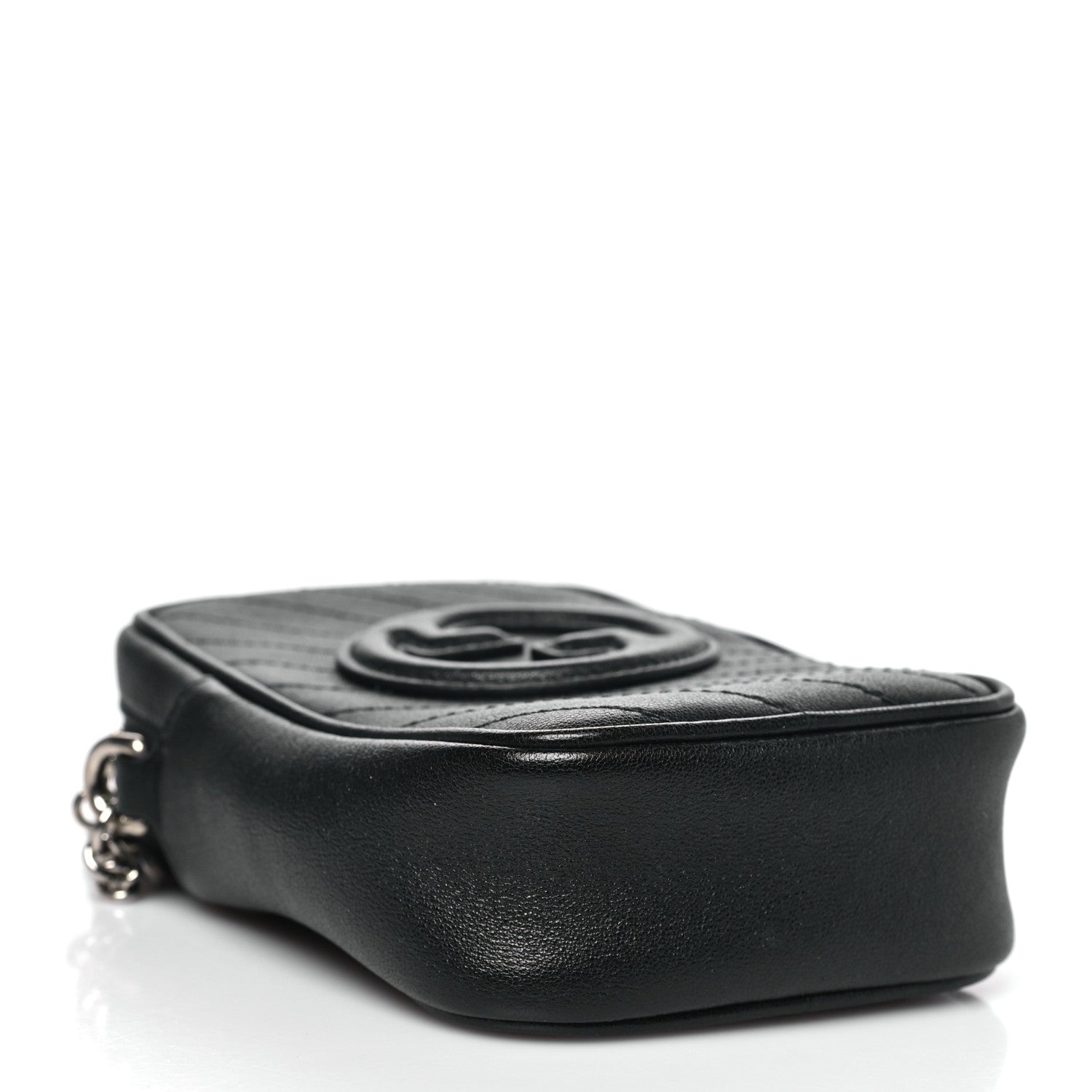 Sakai Be Green Calfskin Diagonal Stitched Mini Blondie Vertical Shoulder Bag Black