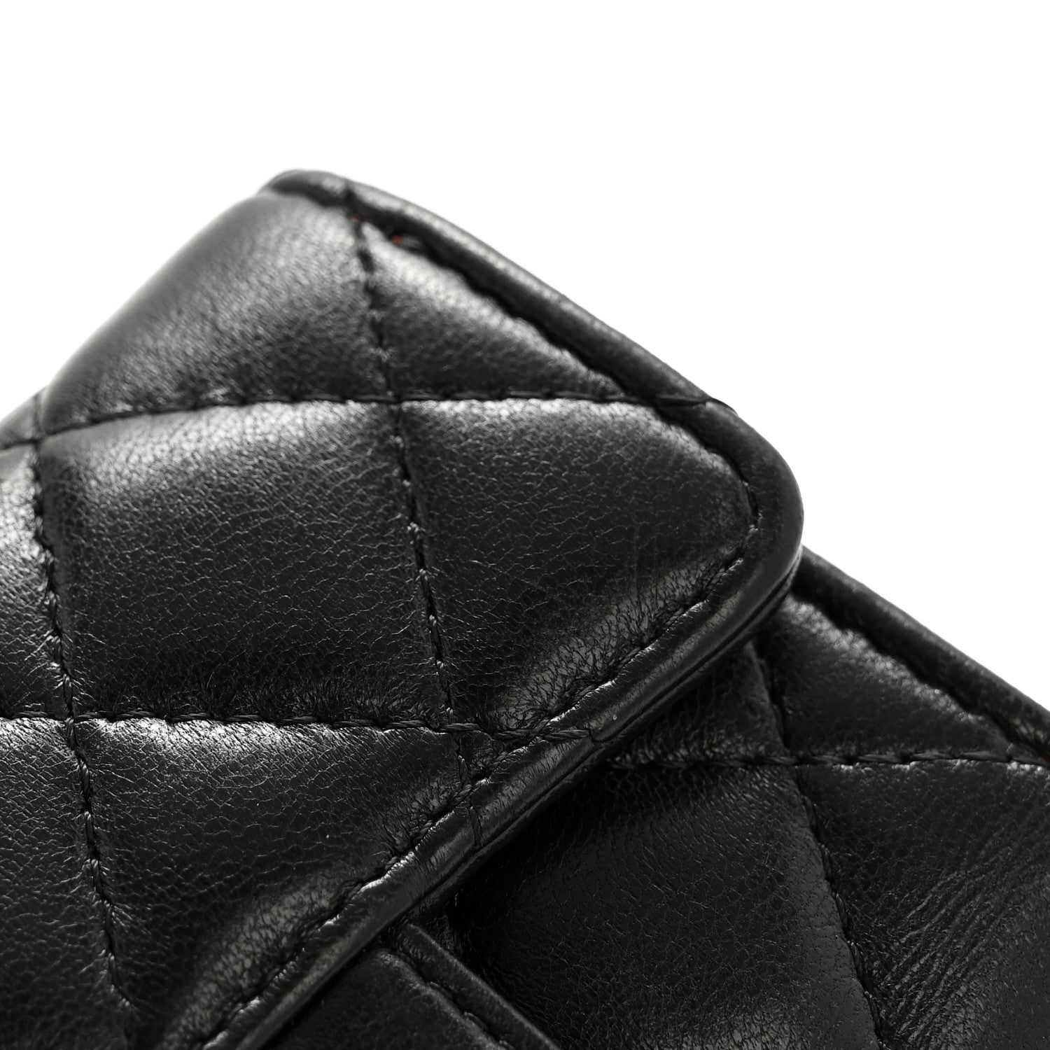 Lambskin Quilted Classic 4 Key Holder Wallet Black