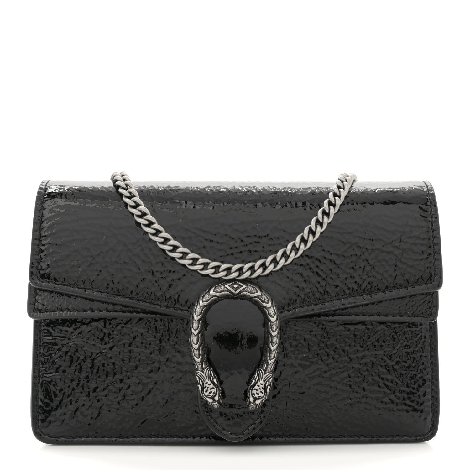 Crinkled Patent Mini Dionysus Shoulder Bag Black
