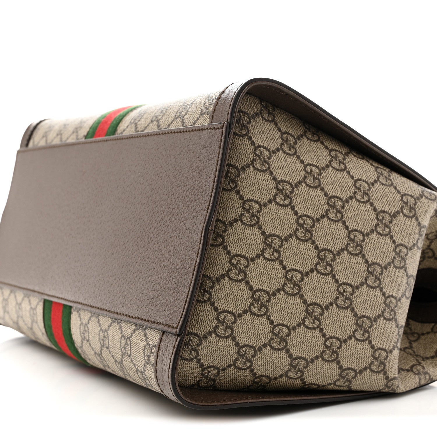 GG Supreme Monogram Web Medium Ophidia Tote Bag Brown