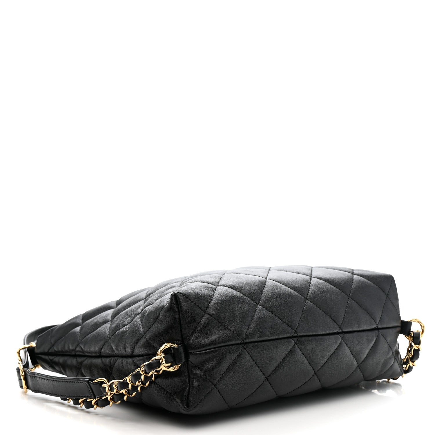 Lambskin Quilted Maxi Hobo Black