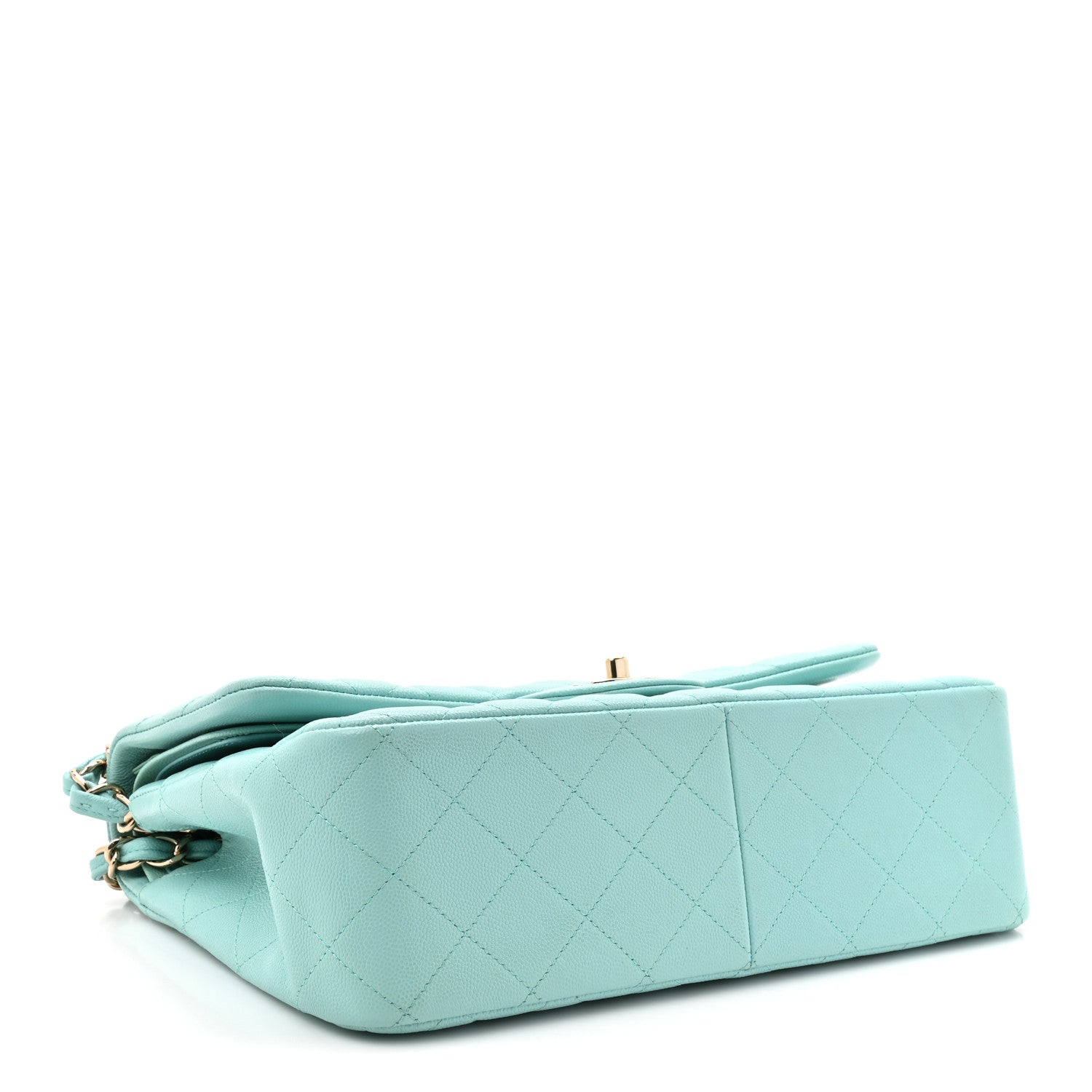 Caviar Quilted Jumbo Double Flap Light Blue