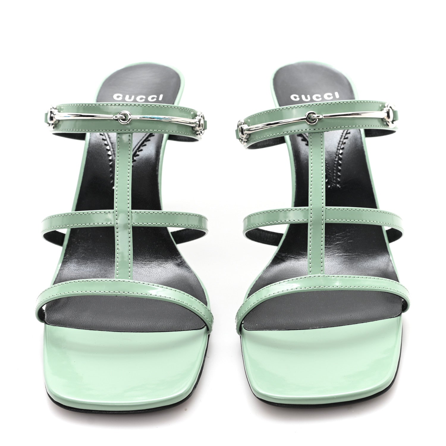 Regent Calfskin Horsebit Mid Heel Sandals 39 Pacific Green