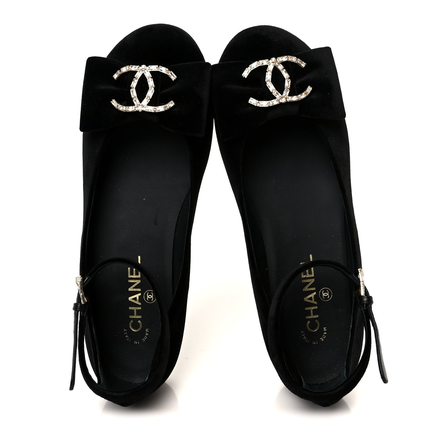 Velvet Strass CC Bow Mary Jane Flats 38.5 Black