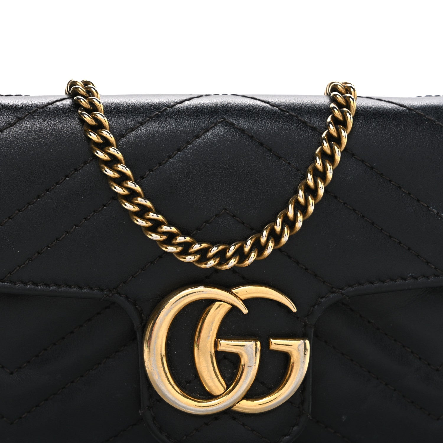 Calfskin Matelasse Super Mini GG Marmont Shoulder Bag Black