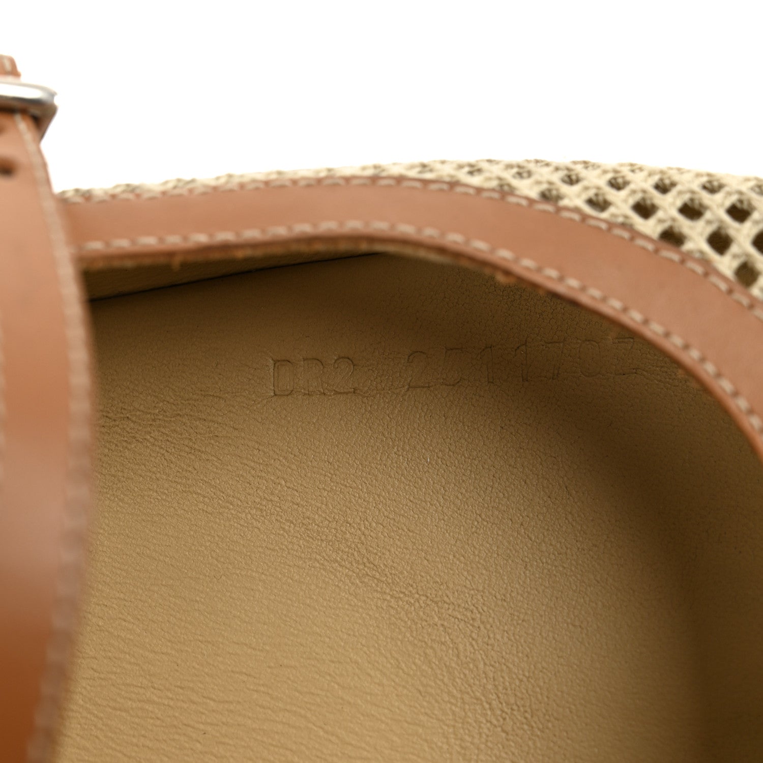 Crochet Knit Calfskin Kichu Ballet Flats 37.5 Beige Lin Naturel