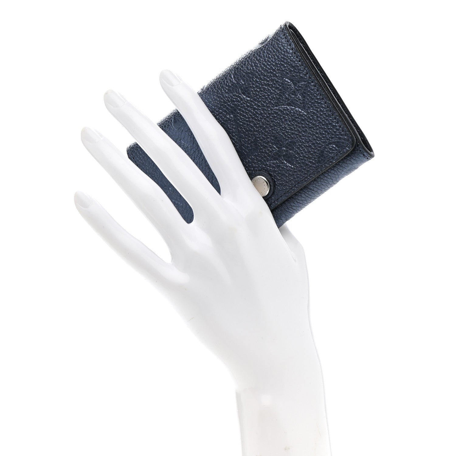 Metallic Empreinte Business Card Holder Navy Nacre
