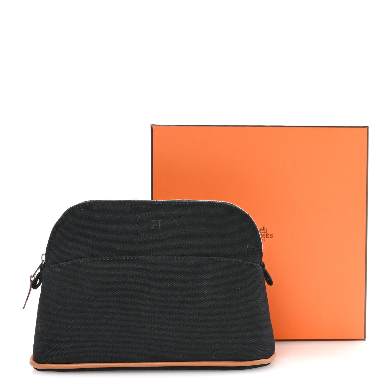 Cotton Canvas Mini Bolide Travel Cosmetic Pouch Black