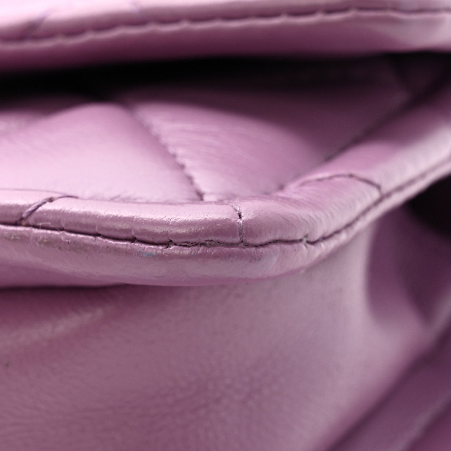 Shiny Lambskin Quilted Extra Mini Flap Purple