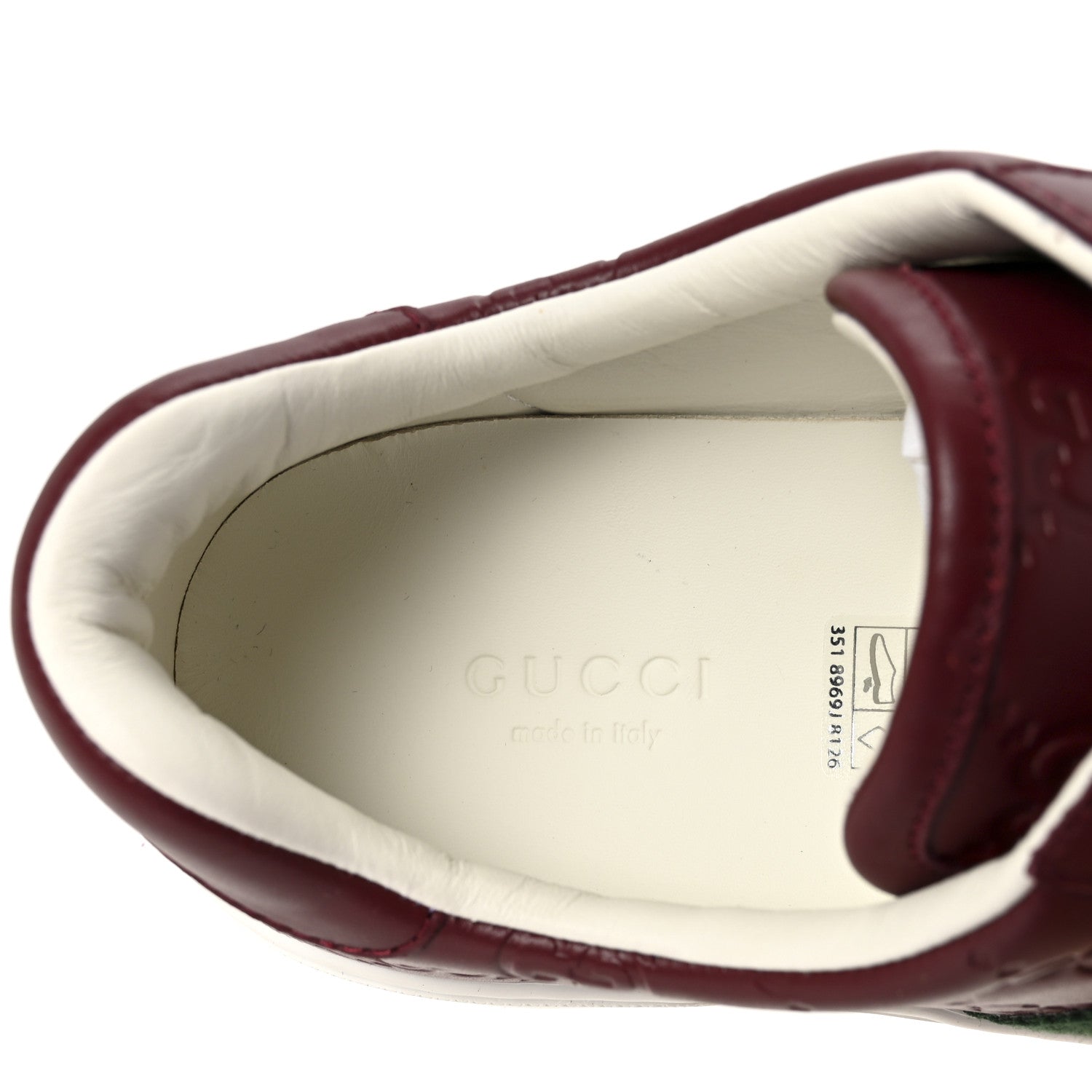 Calfskin GG Embossed Web Mens Ace Sneakers  36.5 Ancora Red