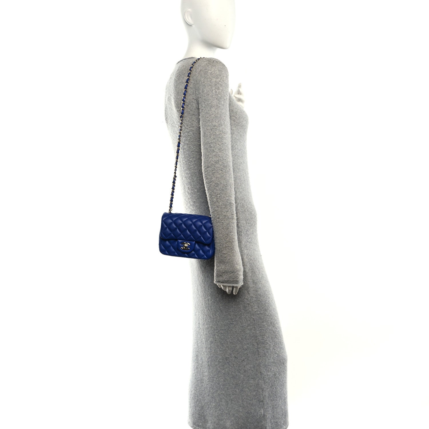 Lambskin Quilted Mini Square Flap Blue