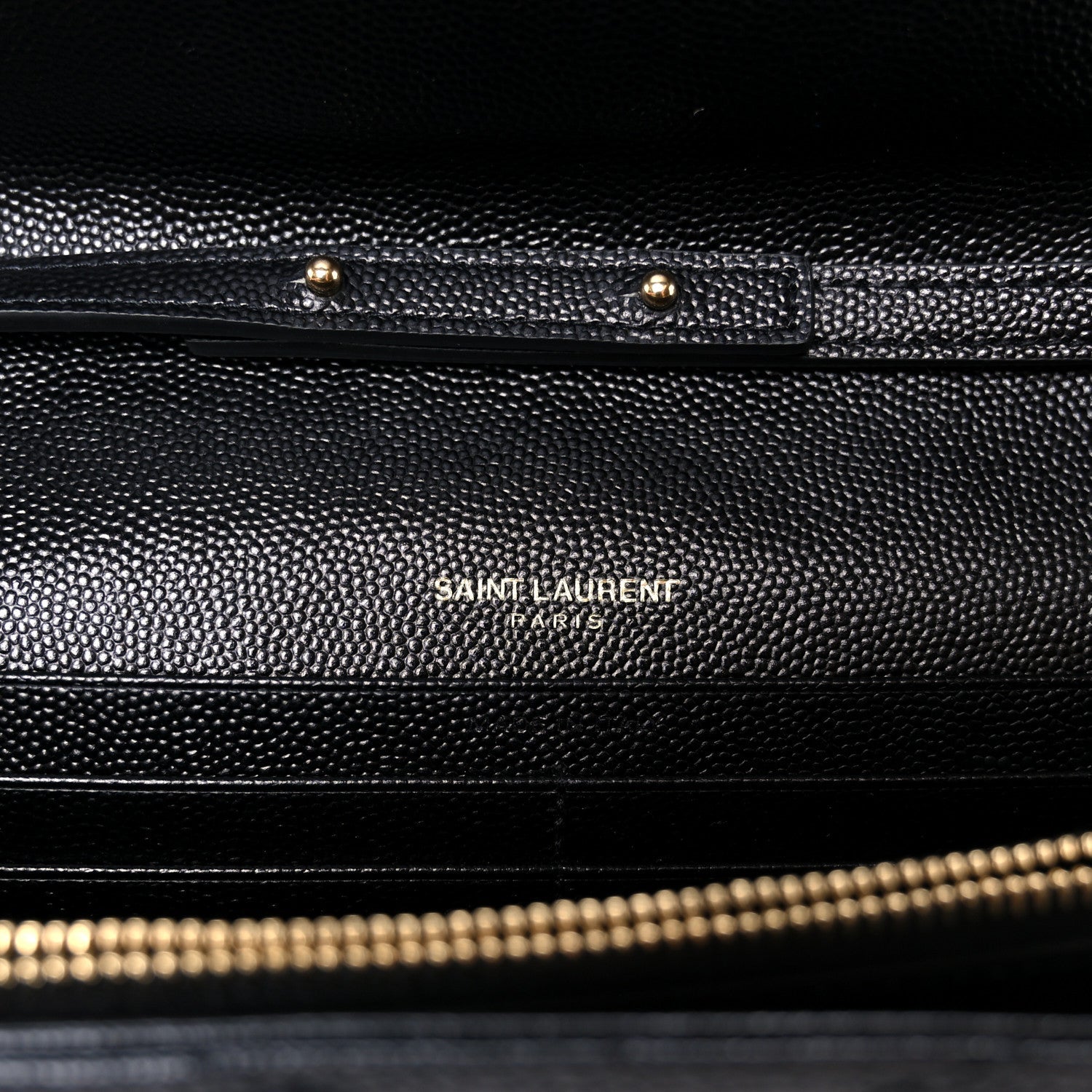Grain De Poudre Matelasse Chevron Monogram Chain Wallet Black